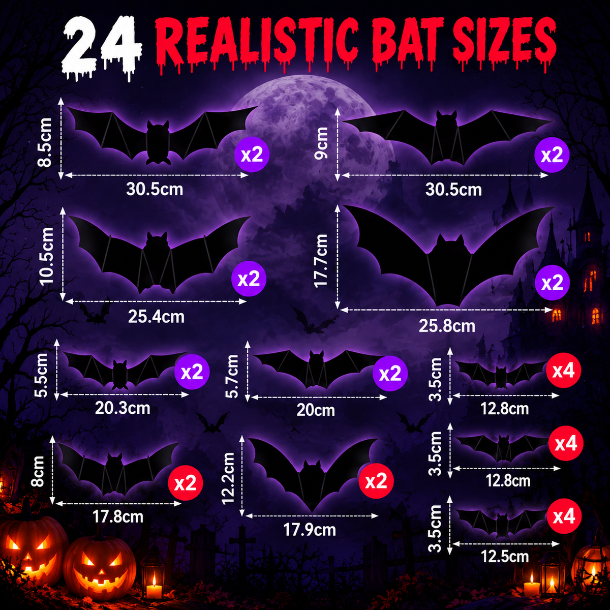 Halloow Bats Night Light 3D