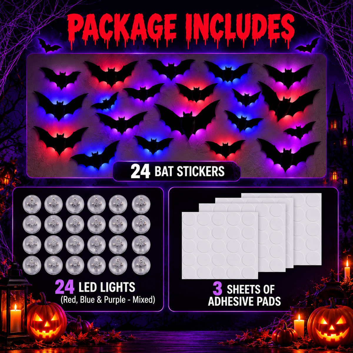 Halloow Bats Night Light 3D
