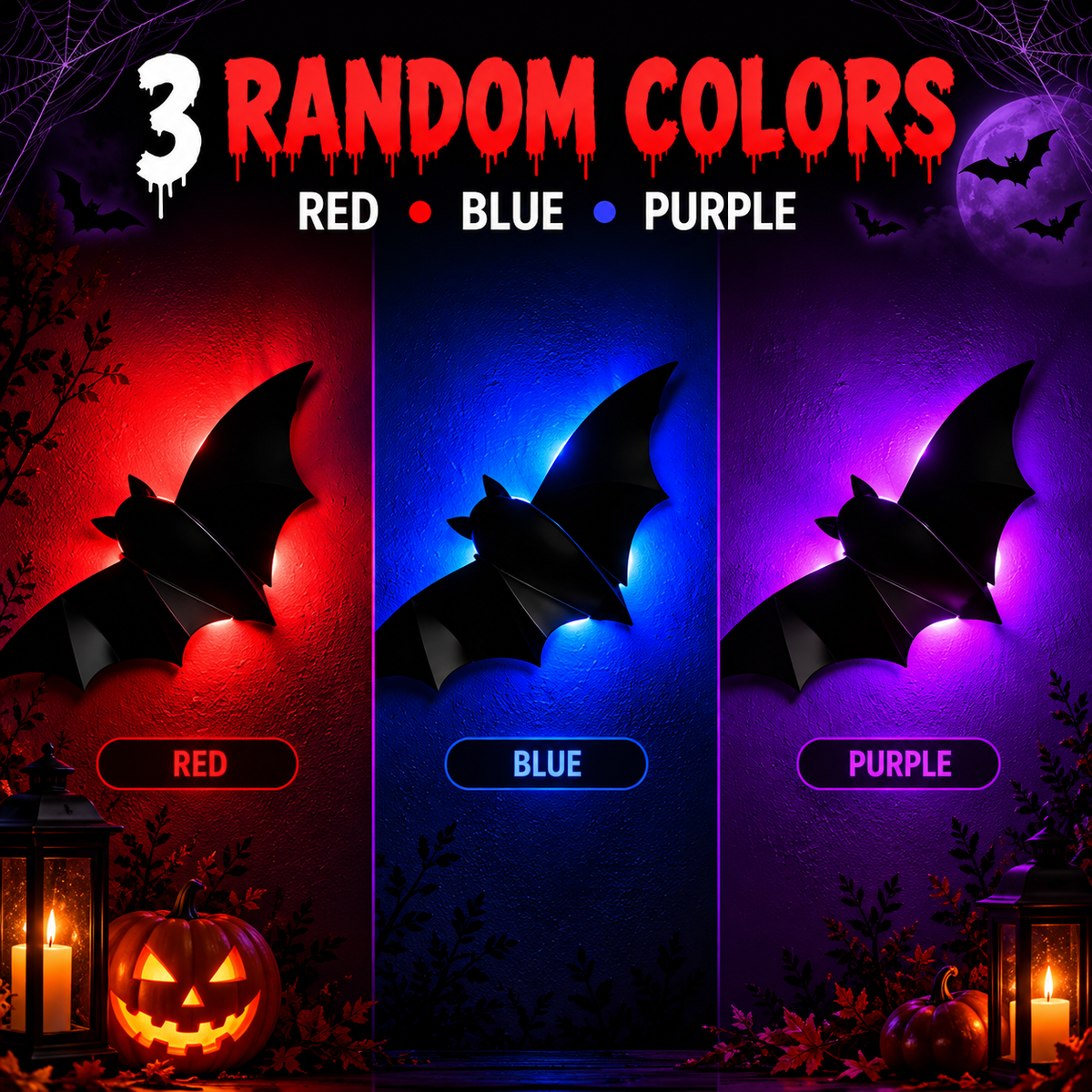 Halloow Bats Night Light 3D